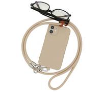GHKJOK Adjustable Crossbody Phone Lanyard with Detachable Metal Buckle and Leather Sunglasses Loop - Beige Woven Fabric Strap for Secure Neck or Wrist Holder in Smartphone Accessories