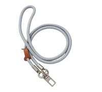 GHKJOK Grey Braided Cord Lanyard with Leather Stopper and Metal Clasp - Adjustable Phone Strap for Samsung Galaxy and iPhone with Wrist Strap Charm Holder, Durable Coiled Keychain for Badges and Keys