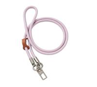 GHKJOK Pink Braided Fabric Lanyard with Adjustable Leather Slider - Silver Swivel Lobster Clasp for Keys Badges ID Cards Phone Straps Universal Fit Adults Office School Event Use