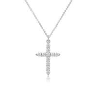 GHKJOK Silver Cross Necklace for Women with Sparkling Zircon Stones - Elegant Faith-Inspired Jewellery, Adjustable Sterling Chain, Dainty Rhinestone Crucifix Pendant, Hypoallergenic Gift for Her
