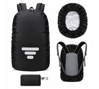 GHKJOK Waterproof Rucksack Cover, Reflective Rain Cover for Backpack | Polyester with silver lining, elastic edges, anti-slip straps, reflective strips. Fits 40-50L backpacks. For school use
