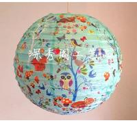 GHKL 1Pc 40cm 16" Plum Blossom Blue Porcelain Bamboo Printed Chinese Round Paper Lantern Wedding Party Decor Hanging Paper Ball