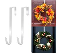 GHKLNY 2 PCS Wreath Hanger for Front Door-Larger Door Upgrade Wreath Hanger Christmas Fall Wreaths Decorations Hook,Long Metal Autumn Xmas Wreath Hook (White, 12 "/31 CM)