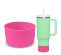 GHKLNY 2 Pieces Silicone Boots for Stanley Cup Protective Water Bottle Cup Bottom Shock Protection for Stanley Cup Quencher Adventure 40oz 20oz Accessories (Hot Pink 2 Pieces, OD: 7.5cm)