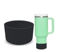 GHKLNY 2Pcs Silicone Boot for Stanley Cup - Protective Water Bottle Cup Bottom Bumper Cover - Stanley Adventure Quencher 40oz/30oz/20oz Accessories (Black 2pcs, OD:2.95in/7.5cm)
