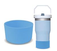 GHKLNY 2pcs Silicone Case for Stanley Cup - Protective Water Bottle Cover for Stanley Cup Quencher Adventure 40oz 30oz 20oz Accessories (Light Blue 2pcs, Outer Diameter: 9cm/3.54inch)