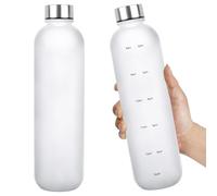 GHKLNY 32 oz Water Bottle,Water Bottles With Time Maker,Daily Water Intake Bottle Motivational Water Bottles With Times To Drink for Gym Fitness Workout Travel (White, 32 OZ)