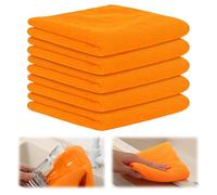 GHKLNY Microfiber Cleaning Cloth-11.8 x 11.8 inches - 5 Pack Premium Microfiber Towels for Washing Dishes- Absorbent,Quick Drying,Lint Free,Scratch-Free,Dish Towels for Kitchen,Car (Orange)
