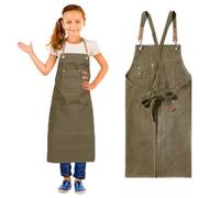 GHKLNY Unisex Aprons with Large Pockets,Cotton Canvas Cross Back Heavy Duty Adjustable Work Apron,Size Kids to Adult, Green, Adult