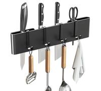 GHKLNY Wall-Mount Knife Rack - Stainless Steel, Modern, Black, 20CM+4 Hooks