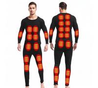 GHKWXUE Winter Men heated thermal underwear Set USB Constant Temperature 28 Zone intelligent Heated thermals top and bottom set,Suitable for cold winter thermal underwear for skiing&Black/L