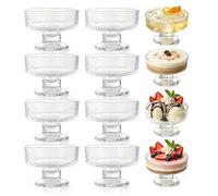 Ghligna 12PCS Dessert Cups, Clear Glass Footed Bowls Set Ice Cream Bowls, Prawn Cocktail Glasses, 210ml Trifle Serving Dishes for Fruit Salad, Pudding, Jelly, Sundae and Holiday Party