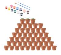Ghligna 48PCS Mini Terracotta Plant Pots with Drainage Holes and Paint Set - 5.5x5cm Small Clay Pots for Creative Projects and Succulents - DIY Personalized Decorating Kit for Home and Events