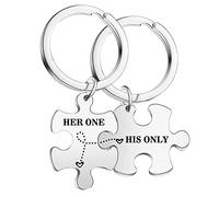 Ghloyza 2PCs Couple Keychain Gifts for Girlfriend Boyfriend Gift for Couple Husband Wife Valentines Day Anniversary Christmas Wedding Keyring Her One His Only