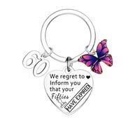 Ghloyza Birthday Keyring Sweet Birthday Gifts for Women Men 16th 18th 30th - 60th Happy Birthday Jewelry Butterfly Charm Keyring Funny Gifts for Birthday Present for Family Friends (60th)