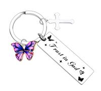 Ghloyza Christian Keyring Bible Verse Keyring Cross Keyrings Religious Gifts Inspirational Gift for Women Men Friend Family Trust in God Keyrings