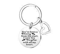 Ghloyza Daughter Gifts From Mum Dad Daughter Keychain Birthday Keyring Gifts For Daughter Inspirational Keychain Graduation Gift(You’ve be a blessing from the start)