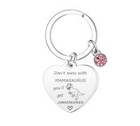 Ghloyza Funny Mama Gifts Mamasaurus Keyring from Daughter Son Birthday Christmas Thanksgiving Mothers Day Keychain Gifts for Mother Mummy Mama Mum Wife