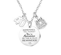 Ghloyza Happy Birthday Gifts for Women Charm Necklace Birthday Necklace for 10th 12th 16th 18th 20th 21st 30th 40th 50th 60th 70th for Daughter Mom Aunt Niece Sister Friend (40th)