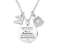 Ghloyza Happy Birthday Gifts for Women Charm Necklace Birthday Necklace for 10th 12th 16th 18th 20th 21st 30th 40th 50th 60th 70th for Daughter Mom Aunt Niece Sister Friend (21st)