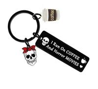 Ghloyza Horror Fans Gifts for Women Horror Movies Keyring Goth Keyring Coffee Lover Gift Halloween Birthday Gift for Women