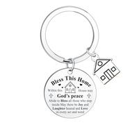 Ghloyza Housewarming Gifts New Home Keyring for Home Owner Gift Christian Keyring Bless This Home House Shaped Key Ring For New Homeowner First House Keyrings Presents
