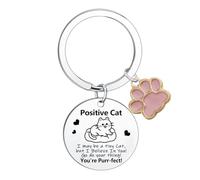Ghloyza Inspirational Cat Keyring for Women Funny Cat Lover Gifts Emotional Support Cat Gifts Cat Stuff for Women Men Friends Coworkers Birthday Gifts Graduation Gift
