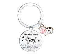 Ghloyza Inspirational Cow Keyring for Women Cow Lover Gifts Emotional Support Cow Gifts Funny Gifts for Women Men Friends Coworkers Mother’s Day Birthday Gifts