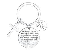Ghloyza Inspirational Gifts for Women Men God Keyrings Sobriety Gifts for Women Prayer Keyring Recovery Gifts Cross Keyrings Birthday Religious Keyring Encouragement Gift for Friends Family