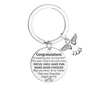 Ghloyza Just Passed Driving Test Drive Safe Keyring For Women Men New Driver Congratulation Passing The Driving Test Gift Guardian Angel Gifts Learner Driver Silver