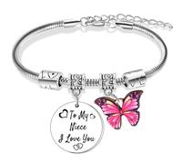 Ghloyza Niece Gifts To My Niece Bracelet from Aunt Uncle Butterfly Charm Bracelet for Nieces Graduation Gift Birthday Gift for Women