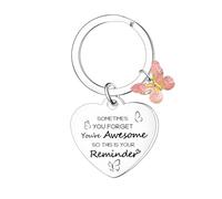 Ghloyza Sometimes You Forget You're Awesome Inspirational Gifts Butterfly Keyring for Women Pink Butterfly Gifts Inspirational Keyring Butterflies Encouragement Gift for Family Friends