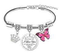 Ghloyza To My Daughter Bracelet for Daughter Birthday Gifts from Mum Dad Butterfly Charm Bracelet for Daughters Graduation Gift Daughters Present