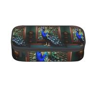 ghnnmg Beautiful Peacock Picture Print Large Capacity Compartment Pencil Case, Zipper Stationery Storage Bag for Unisex