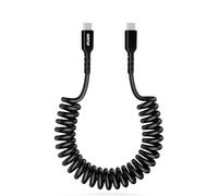 GHNTJAP Coiled USB C to USB C Cable,【0.4M-1.2M】 60W PD USBC to USBC Cable,Type C Cord for Android Auto,Carplay,iPhone 16 15 Pro Max Plus,Galaxy S24,Pixel-Black
