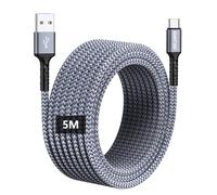 GHNTJAP Long USB C Cable 5M,USB C Charger Cable,USB-A to TYPE C Fast Charging Nylon Cord for Xbox,PS5 Controller,Galaxy,Pixel,LG,Switch-Grey