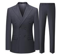 GHNXCY Nine Colors Men Suits 2 Piece Double Breasted Tuxedo Colored Formal Suits for Men, Dark Grey, L