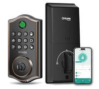 Ghome Smart Deadbolt Lock for Front Door - Fingerprint, APP, Keypad & Key Entry, Auto-Lock, Easy Install | Deadbolt Smart Lock for Home/Apartment/Hotel/Garage (Black)