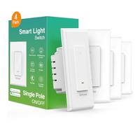 GHome Smart Switch,Smart Wi-Fi Light Switch for Lights Works with Alexa and Google Home 2.4Ghz, Single-Pole,Neutral Wire Required,UL Certified,Voice Control (4 Pack)
