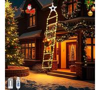 GHONLZIN Ladder Christmas Lights with Santa Claus, 2M/6.56Ft 124 LEDs Christmas Lights with 8 Modes, 8 ladders, USB Powered with Remote Control for Indoor Outdoor Garden Xmas Tree Window Decoration