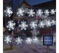 GHONLZIN LED Solar Fairy Lights, 12M Snowflake String Lights, 8 Modes Waterproof 100 LEDs Solar Christmas Lights Snowflake Fairy String Lights for Bedrooms, Weddings (12M/39.37, White)