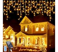 GHONLZIN LED Solar String Light, 7M 256 LEDs Solar Garden Fairy Lights, 32pcs*8 LEDs Icicle Decorative Lights Waterproof for Yard Garden Wedding Party House Roof Christmas Decorations (7M)