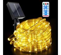 GHONLZIN Solar String Lights Outdoor Rope 72ft 8 Modes 200 LED Powered Tube Waterproof with Remote for Garden Wedding Christmas Party Holiday Decorations, Warm White, 22M/72.1FT