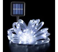 GHONLZIN Solar String Lights Outdoor Rope Lights 10M 100 LEDs 8 Modes Solar Powered Tube Lights Solar Waterproof Rope Lights for Garden Wedding Christmas Party Holiday Decorations, White