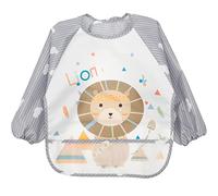 Ghopy Baby Bibs with Sleeves, 3PCS Waterproof Long Sleeve Feeding Bibs Apron Full Coverage Burp Cloth Bibs Nylon Art Apron for Infant Toddler 6-36 Months (Style C)
