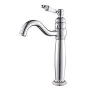 Ghopy Bathroom Basin Mixer Tap Chrome Tall Traditional Ceramic Single Lever Solid Brass Tall Hot and Cold Water Fuacet