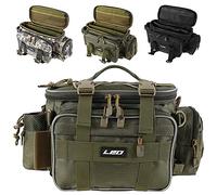 Ghopy Heavy Duty Fishing Tackle Bag 1000D Oxford Waterproof Insulated Multi-Pockets Fishing Bags and Holdall Storage Bag Carryall for Fly Carp Sea Fishing Accessoris Rod Lures Gear Bag (Green)