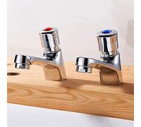 Ghopy Modern Basin Sink Tap Pair Self-Closing Bathroom Basin Taps 1/2" Hot and Cold Lever Chrome Twin Press Water Sink Mixer Taps Non-Concussive Bathroom Faucets Chrome