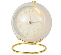 Ghopy Silent Bedside Clocks Battery Operated with Light Non Ticking Glow in the Dark, Vintage Desk Clock Quiet Table Retro Clock Loud Vintage Alarm Clocks for Heavy Sleepers Office (White)