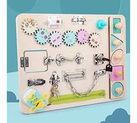 Ghopy Wooden Busy Board for Toddlers Montessori Sensory Toys Activity Preschool Learning Activities Toy with Lacing Sorter Gears Zipper Lock Baby Early Educational 1-2 Year Old(A)